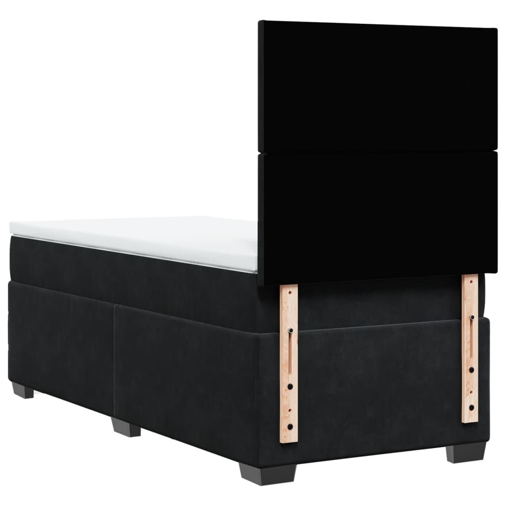 vidaXL Κρεβάτι Boxspring με Στρώμα Μαύρο 100x200 εκ. Βελούδινο