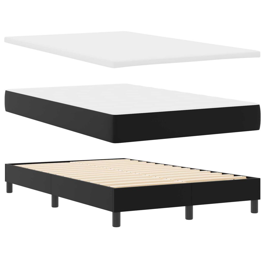 vidaXL Κρεβάτι με Στρώμα με στρώμα Μαύρο 120 x 190 cm Τεχνητό δέρμα