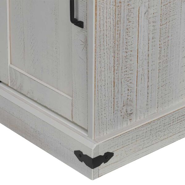 vidaXL Sideboard HALDEN με συρόμενη πόρτα Λευκό 80x40x80 cm μασίφ ξύλο