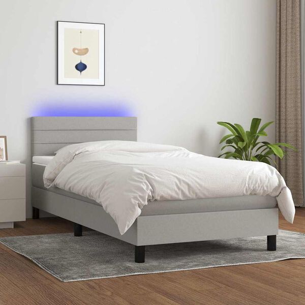 vidaXL &Kappa;&rho;&epsilon;&beta;ά&tau;&iota; Boxspring &mu;&epsilon; &Sigma;&tau;&rho;ώ&mu;&alpha; & LED &Alpha;&nu;.&Gamma;&kappa;&rho;&iota; 80x200 &epsilon;&kappa;. &Upsilon;&phi;&alpha;&sigma;&mu;ά&tau;&iota;&nu;&omicron;