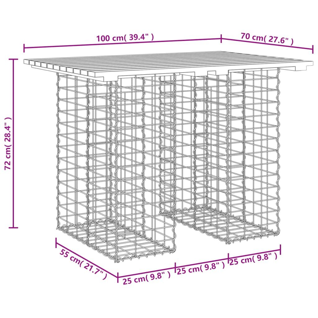 vidaXL Πάγκος Κήπου Συρματοκιβώτιο 100x70x72 εκ. Μασίφ Ψευδοτσούγκα