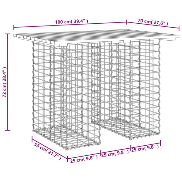 vidaXL Πάγκος Κήπου Συρματοκιβώτιο 100x70x72 εκ. Μασίφ Ψευδοτσούγκα
