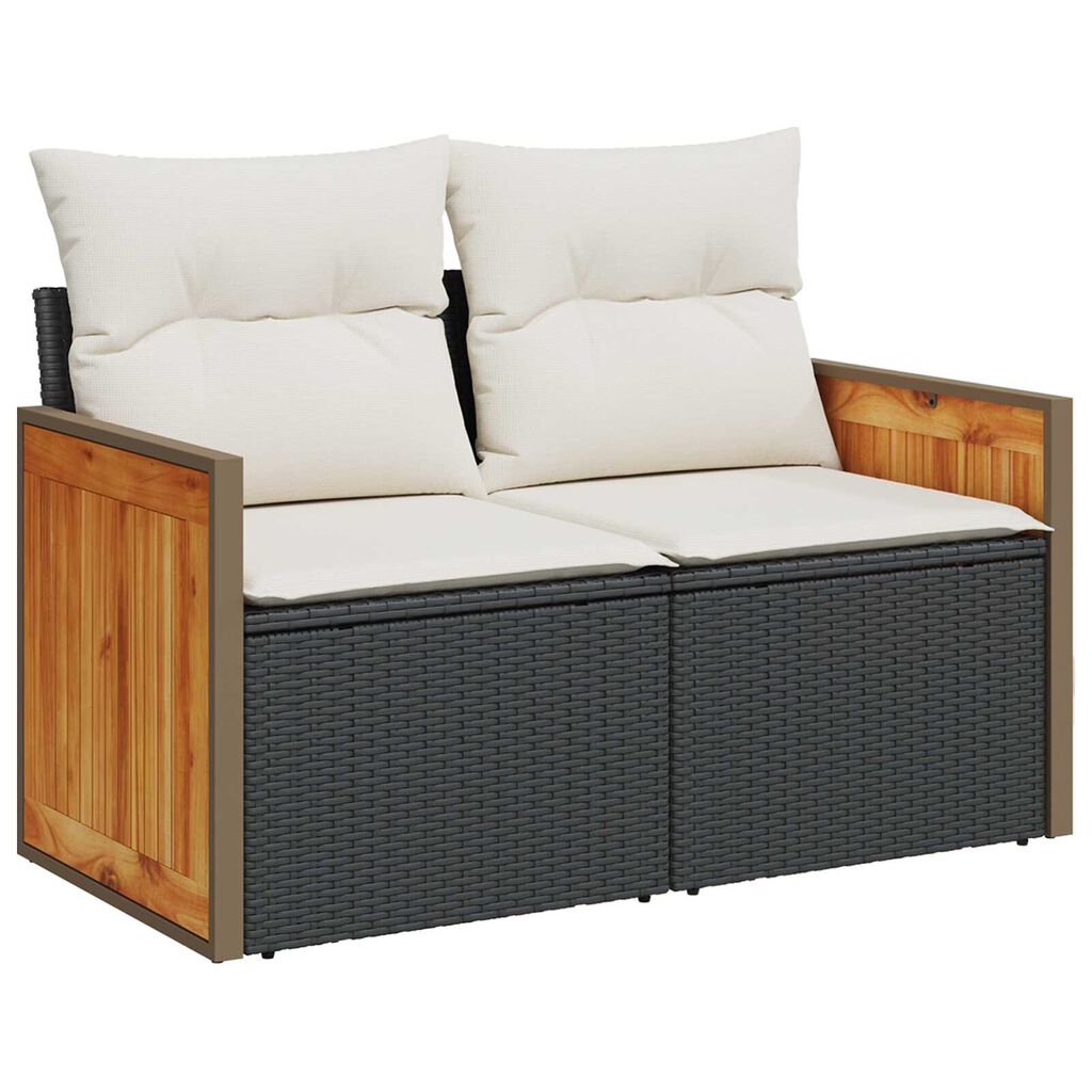 vidaXL Σετ Καναπέ Κήπου 10 pcs Μαύρο και κρεμ 80 x 80 x 71 cm