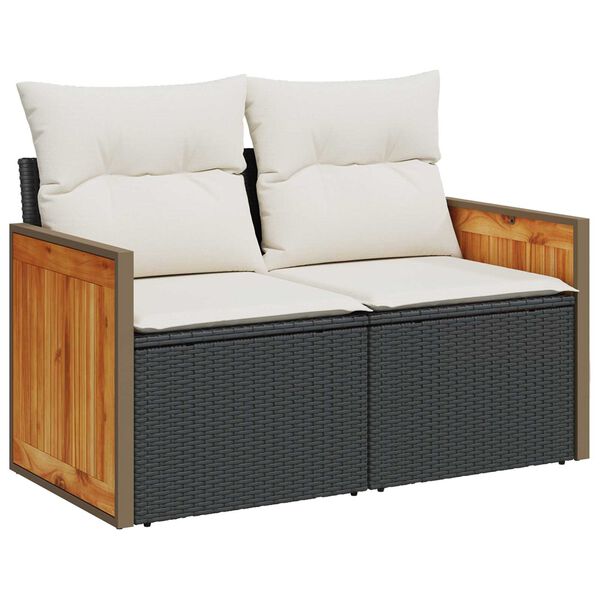 vidaXL Σετ Καναπέ Κήπου 10 pcs Μαύρο και κρεμ 80 x 80 x 71 cm