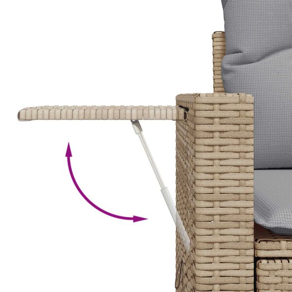 vidaXL Σετ Καναπέ Κήπου Ρυθμιζόμενο ύψος 9 pcs Μπεζ συνθετικό ρατάν