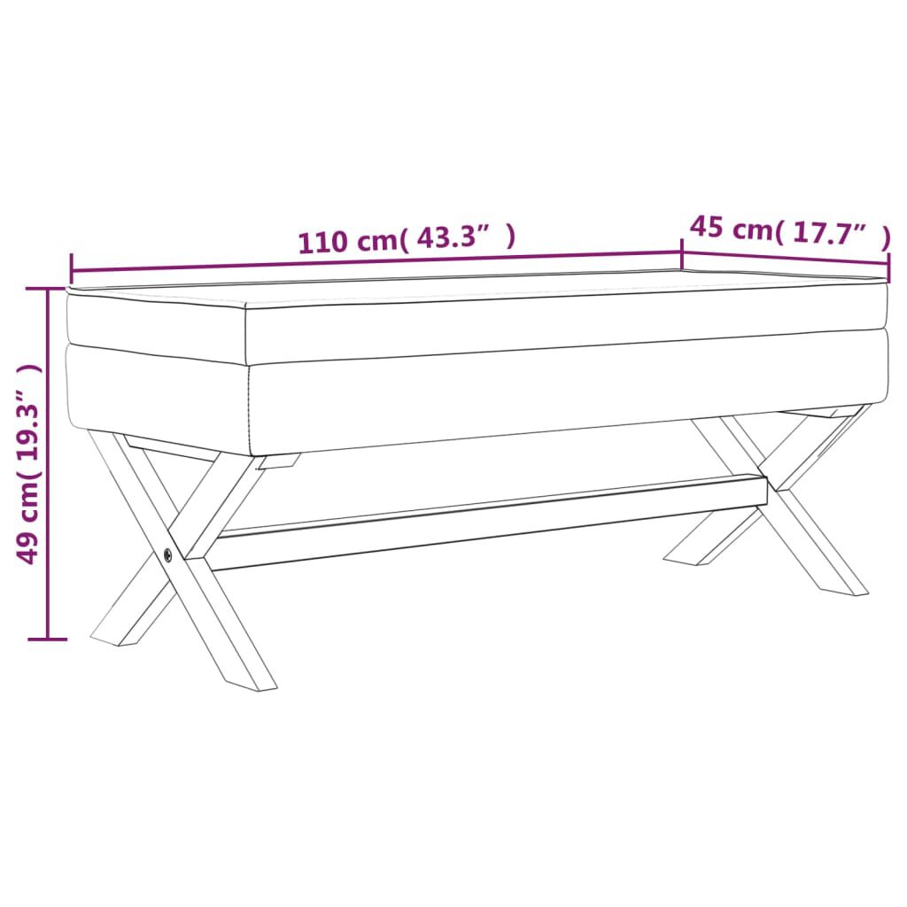 vidaXL Σκαμπό Αποθήκευσης Σκούρο Γκρι 110 x 45 x 49 εκ. Υφασμάτινο