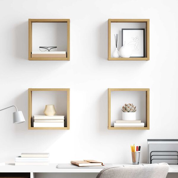 vidaXL Ράφια Τοίχου με ράφι 4 pcs Χειροποίητη δρυς 26 x 15 x 26 cm