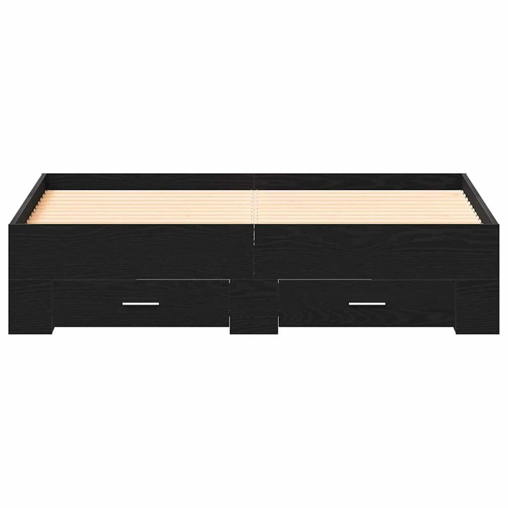 vidaXL Κρεβάτι με Συρτάρια Μαύρη δρυς 140 x 190 cm Επεξεργασμένο ξύλο