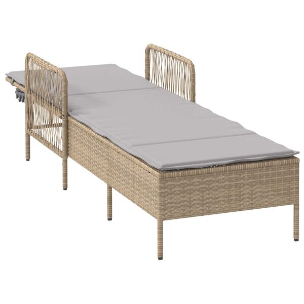 vidaXL Ξαπλώστρα με μαξιλάρι Μπεζ 157 x 55 x 92 εκ. συνθετικό ρατάν