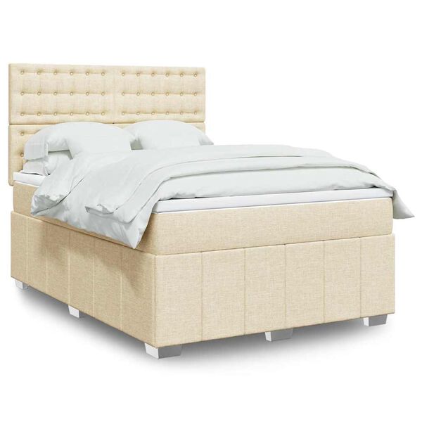vidaXL &Kappa;&rho;&epsilon;&beta;ά&tau;&iota; Boxspring &mu;&epsilon; &Sigma;&tau;&rho;ώ&mu;&alpha; &Kappa;&rho;&epsilon;&mu; 140x190 &epsilon;&kappa;. &Upsilon;&phi;&alpha;&sigma;&mu;ά&tau;&iota;&nu;&omicron;