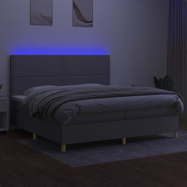 vidaXL &Kappa;&rho;&epsilon;&beta;ά&tau;&iota; Boxspring &mu;&epsilon; &Sigma;&tau;&rho;ώ&mu;&alpha; & LED &Alpha;&nu;.&Gamma;&kappa;&rho;&iota; 200x200&epsilon;&kappa;. &Upsilon;&phi;&alpha;&sigma;&mu;ά&tau;&iota;&nu;&omicron;
