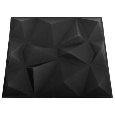 vidaXL Πάνελ Τοίχου 3D 24 τεμ. Μαύρο Διαμαντιού 50 x 50 εκ. 6 μ²