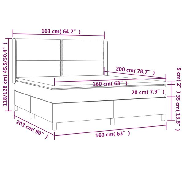 vidaXL Κρεβάτι Boxspring με Στρώμα Ανοιχτό Γκρι 160x200 εκ. Βελούδινο