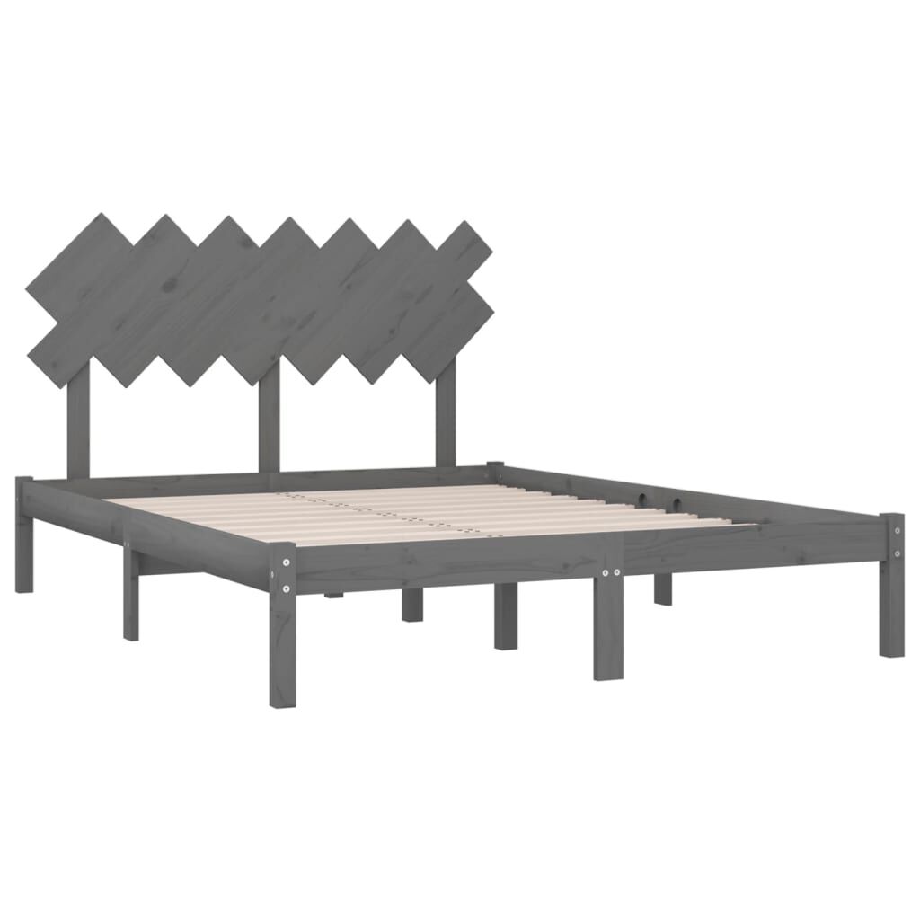 vidaXL Πλαίσιο Κρεβατιού Γκρι 150 x 200 εκ. Μασίφ Ξύλο King Size