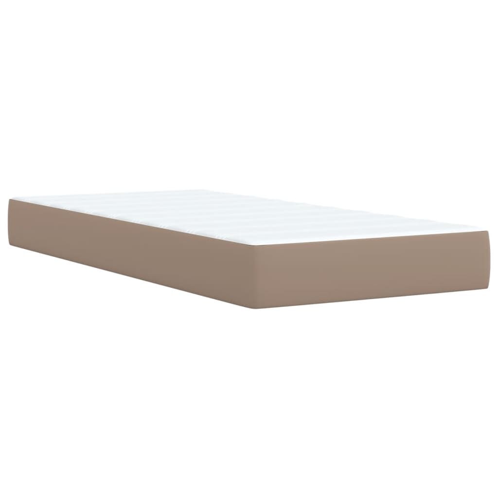 vidaXL Κρεβάτι Boxspring με Στρώμα Καπουτσίνο 90x190εκ.από Συνθ. Δέρμα