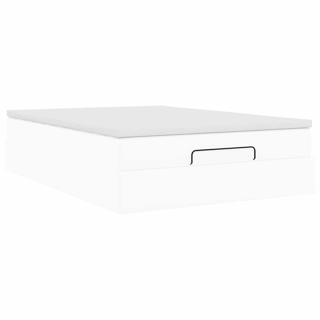 vidaXL Οθωμανικό κρεβάτι με στρώμα Λευκό 140x190cm Faux Leather