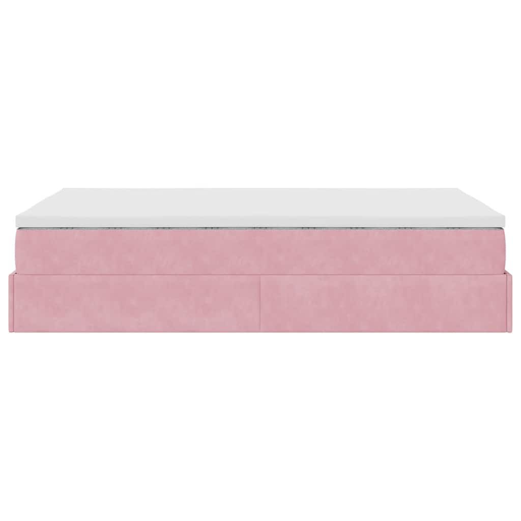 vidaXL Οθωμανικό κρεβάτι με στρώμα ροζ 120x200cm Velvet