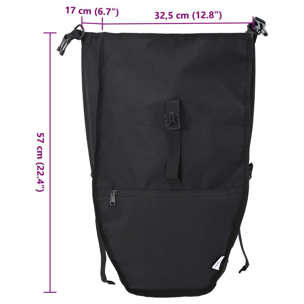 vidaXL Τσάντα Ποδηλάτου για Ράφι Ποδηλάτου 25 L Μαύρη 32.5x17x57 εκ.