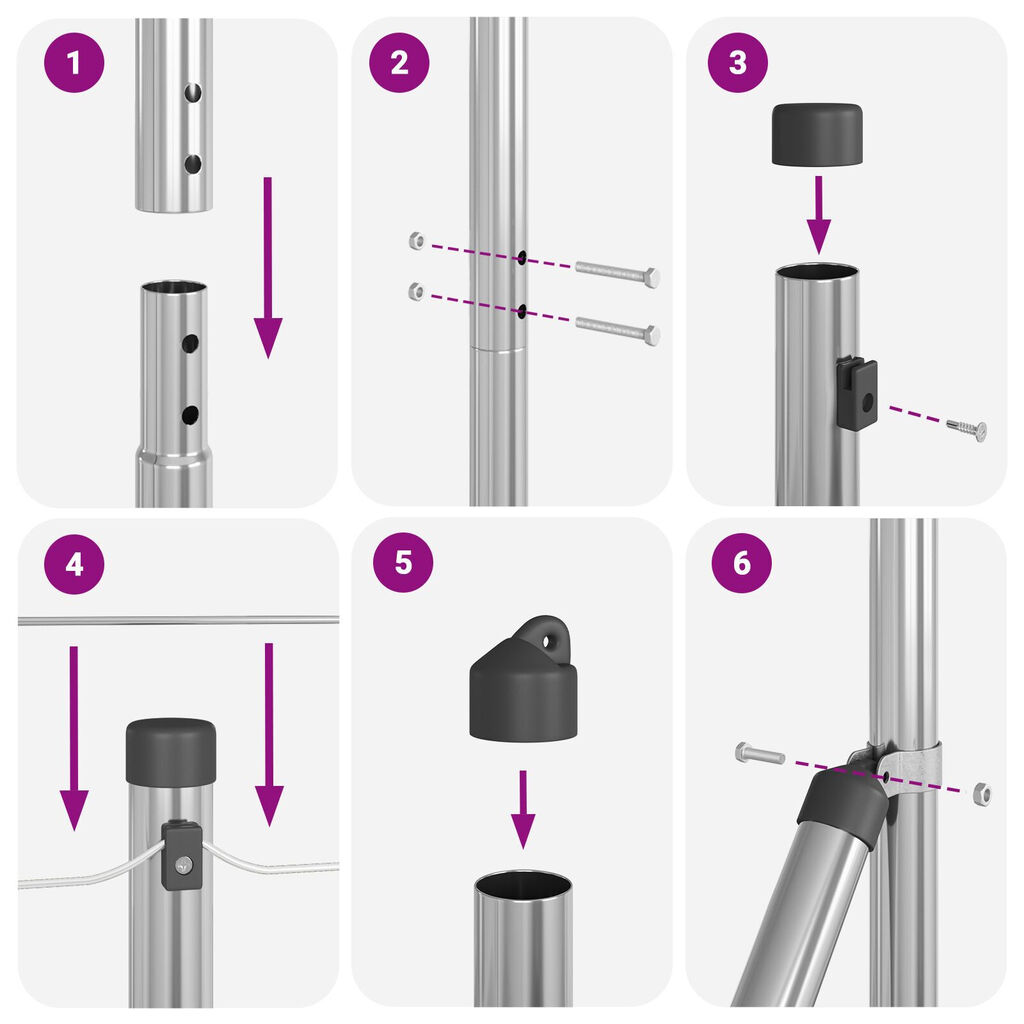 vidaXL Posts φράχτη με βάσεις 13 τεμ Ø32mm 78,5cm Γαλβανισμένο Ατσάλι