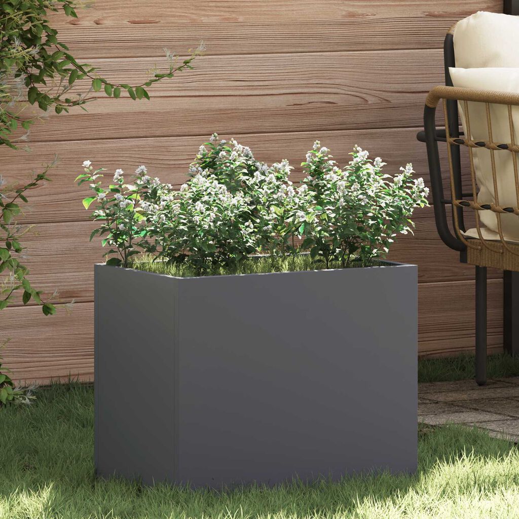 vidaXL Γλάστρα Κήπου Ανθρακί 50 x 32 x 40 εκ Κρύα έλαση από χάλυβα