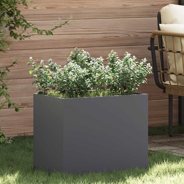vidaXL Γλάστρα Κήπου Ανθρακί 50 x 32 x 40 εκ Κρύα έλαση από χάλυβα