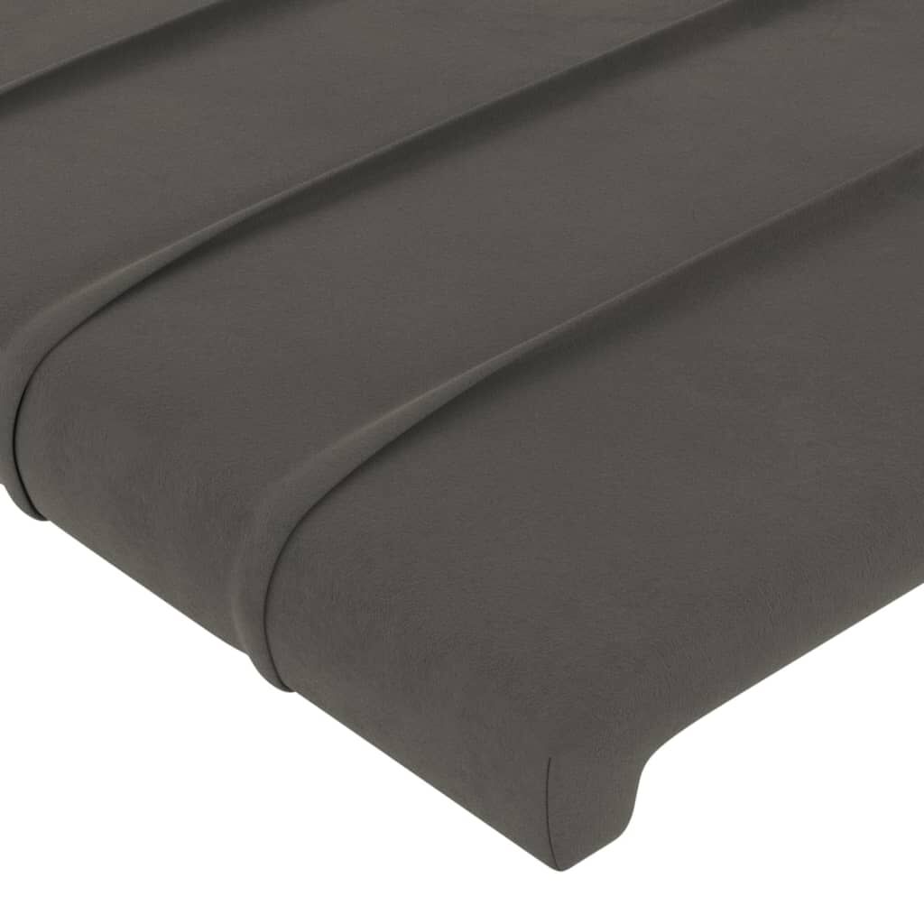 vidaXL Κεφαλάρι Κρεβατιού LED Σκούρο Γκρι 93x16x78/88 εκ. Βελούδινο