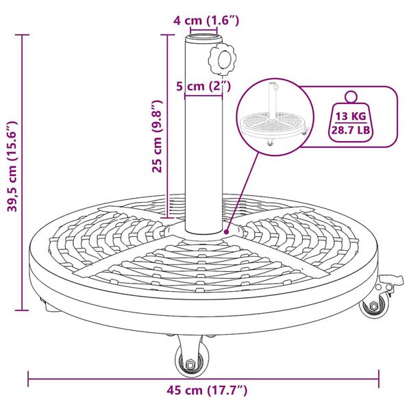 vidaXL Βάση ομπρέλας Μαύρο Ø38-48 mm