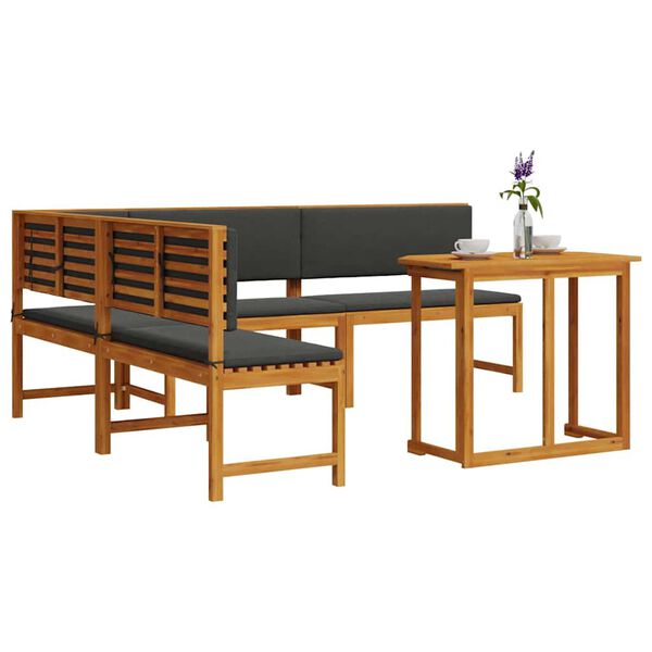 vidaXL Σετ Παγκάκι Κήπου 4 pcs Καφέ Μασίφ ξύλο ακακίας