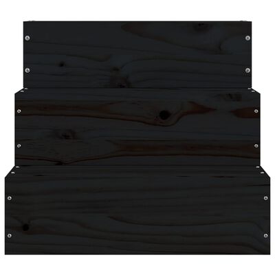 vidaXL Σκάλα Κατοικίδιου Μαύρο 40x37,5x35 εκ. από Μασίφ Ξύλο Πεύκου