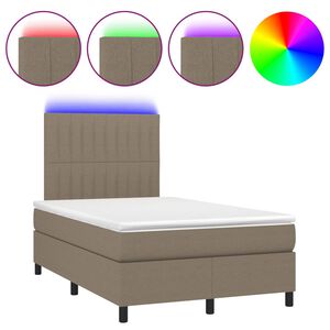 vidaXL &Kappa;&rho;&epsilon;&beta;ά&tau;&iota; Boxspring &mu;&epsilon; &Sigma;&tau;&rho;ώ&mu;&alpha; & LED Taupe 120x190 &epsilon;&kappa;. &Upsilon;&phi;&alpha;&sigma;&mu;ά&tau;&iota;&nu;&omicron;