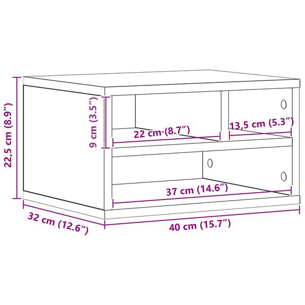 vidaXL Σταντ Εκτυπωτή Μαύρη Δρυς 40x32x22,5 cm Κατασκευασμένο Ξύλο