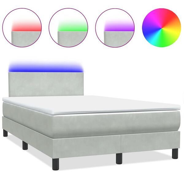 vidaXL &Kappa;&rho;&epsilon;&beta;ά&tau;&iota; Boxspring &mu;&epsilon; &Sigma;&tau;&rho;ώ&mu;&alpha; & LED &Alpha;&nu;&omicron;&iota;&chi;&tau;ό &Gamma;&kappa;&rho;&iota; 120x220 &epsilon;&kappa;. &Beta;&epsilon;&lambda;&omicron;ύ&delta;&iota;&nu;&omicron;