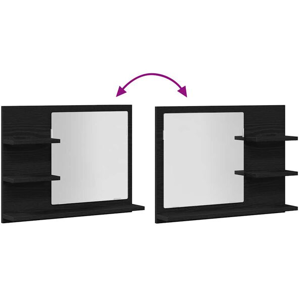vidaXL Καθρέφτης Μπάνιου Μαύρη Δρυς 60 x 10,5 x 45 εκ. Μοριοσανίδα