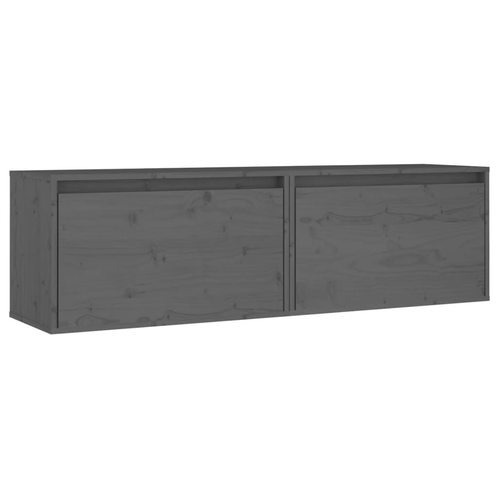 vidaXL Ντουλάπια Τοίχου 2 τεμ. Γκρι 60x30x35 εκ. από Μασίφ Ξύλο Πεύκου