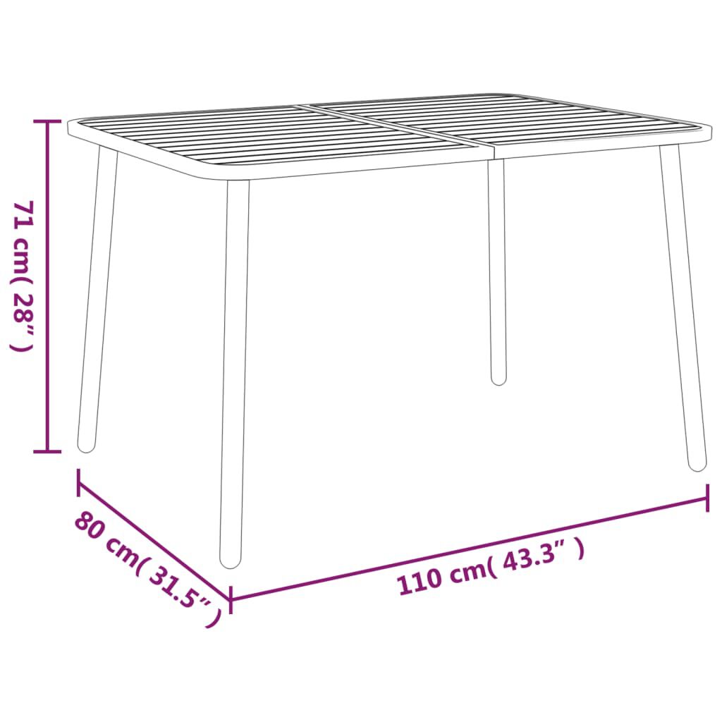 vidaXL Τραπέζι Κήπου Ανθρακί 110x80x71 εκ. Ατσάλινο