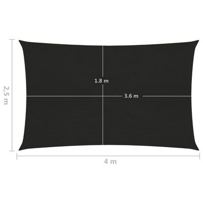 vidaXL Πανί Σκίασης Μαύρο 2,5 x 4 μ. από HDPE 160 γρ./μ²