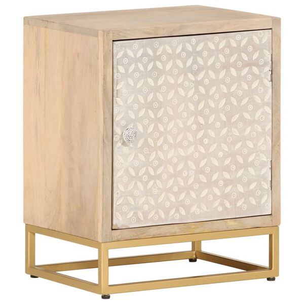vidaXL Κομοδίνο 40 x 30 x 50 εκ. από Μασίφ Ξύλο Μάνγκο και Σίδηρο