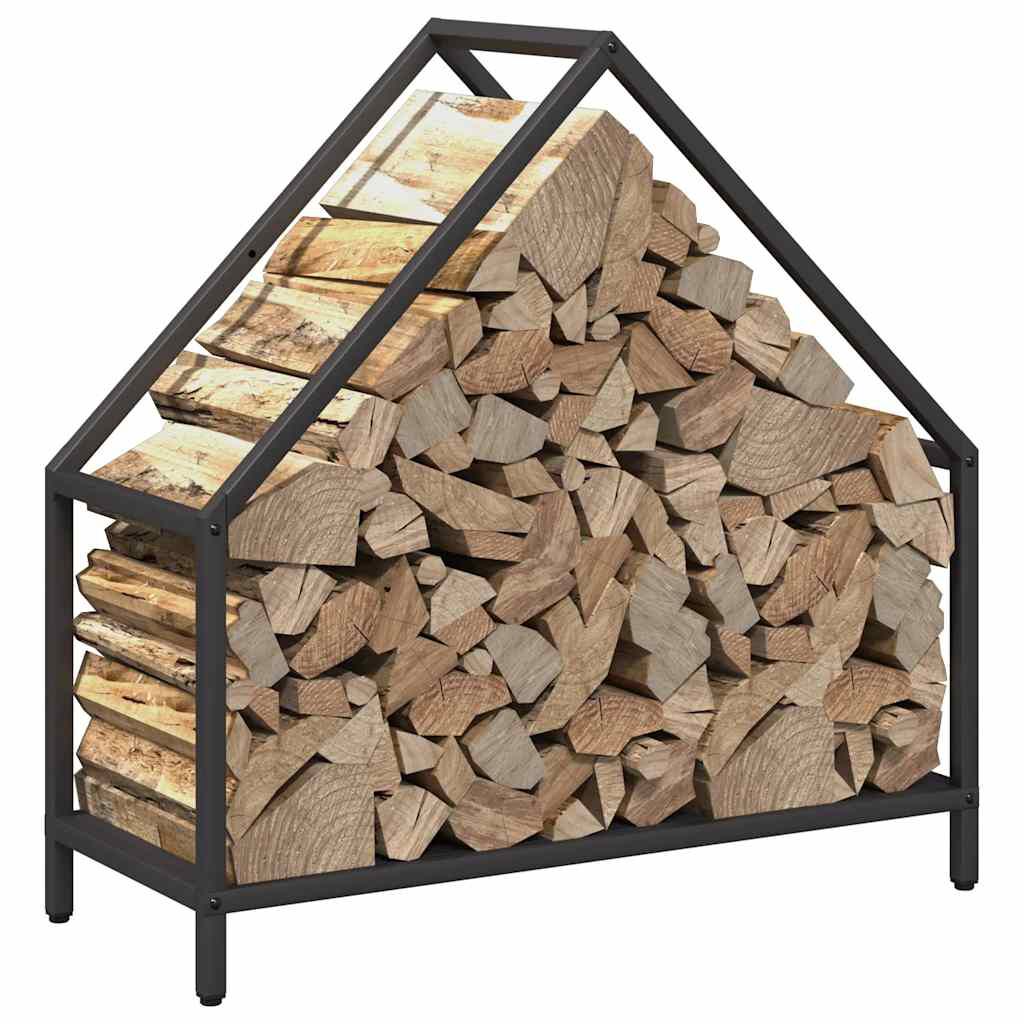 vidaXL Ράφι για καυσόξυλα Μαύρο 60x25x60 cm Ατσάλι ψυχρής έλασης