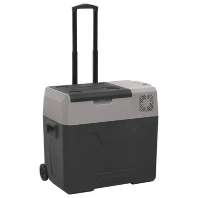 vidaXL Ψυγείο με Ρόδες και Προσαρμογέα Μαύρο/Γκρι 40 Λ. Πολυπροπυλένιο