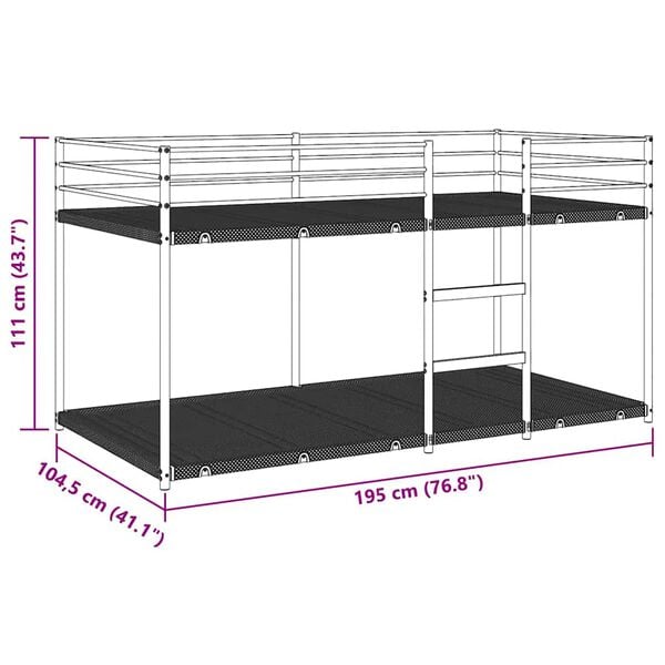 vidaXL Κουκέτα χωρίς στρώμα Μαύρο 100x190 cm Ατσάλι
