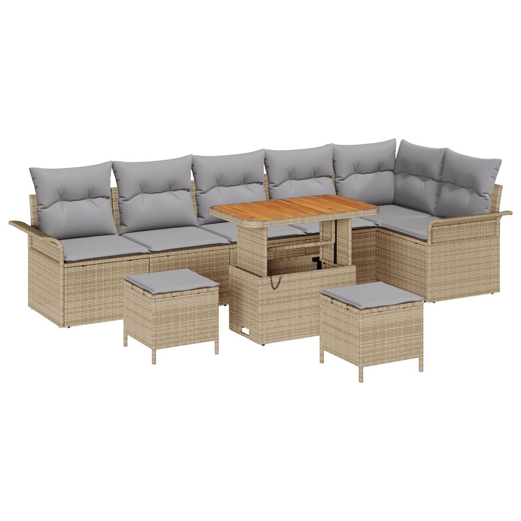 vidaXL Σετ Καναπέ Κήπου 9 pcs Μπέζ και Ανοιχτό Γκρι 90 x 55 x 71 cm