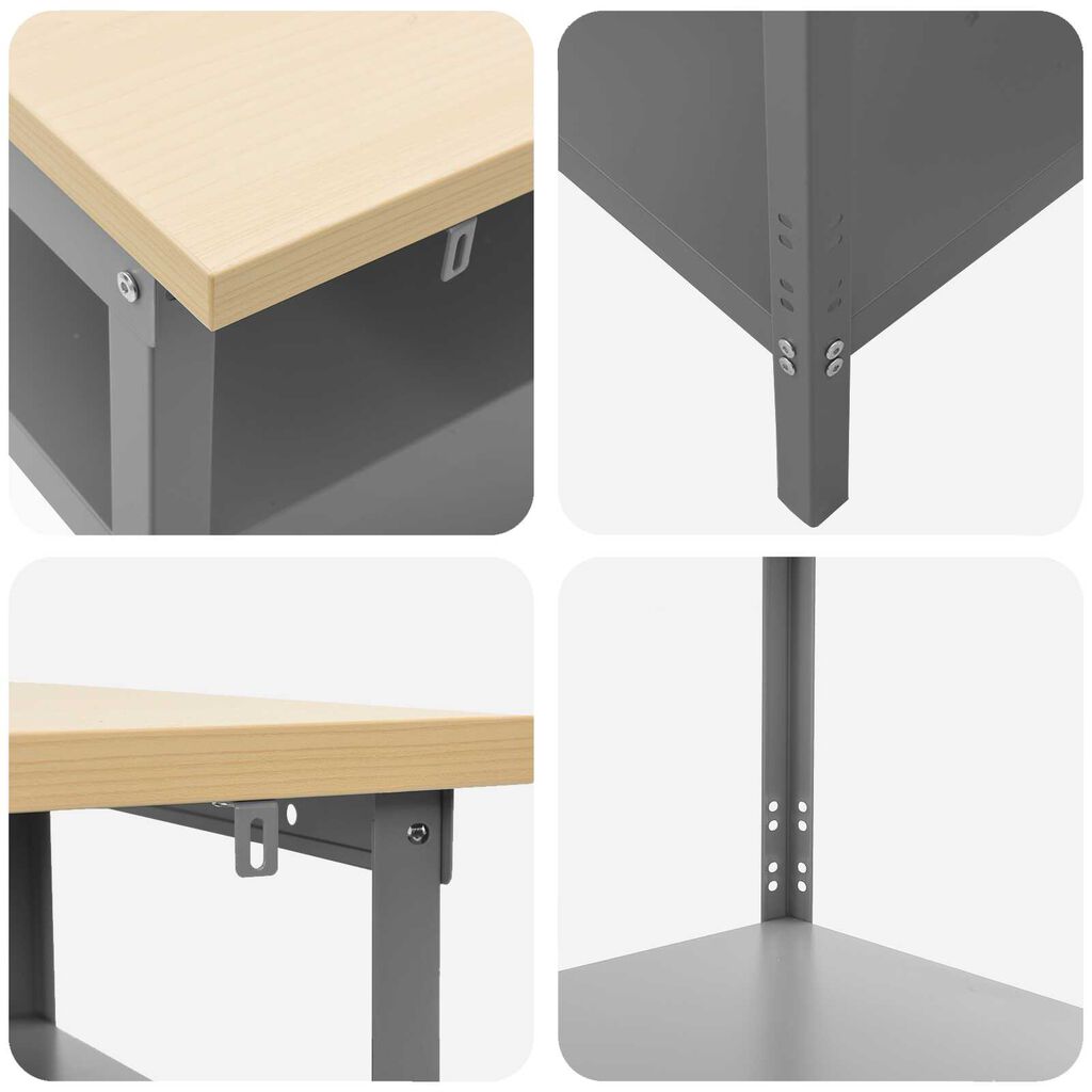 vidaXL Σετ πάγκου εργασίας με ράφι 8 pcs Γκρι 200 x 55 x 200 εκ Ατσάλι
