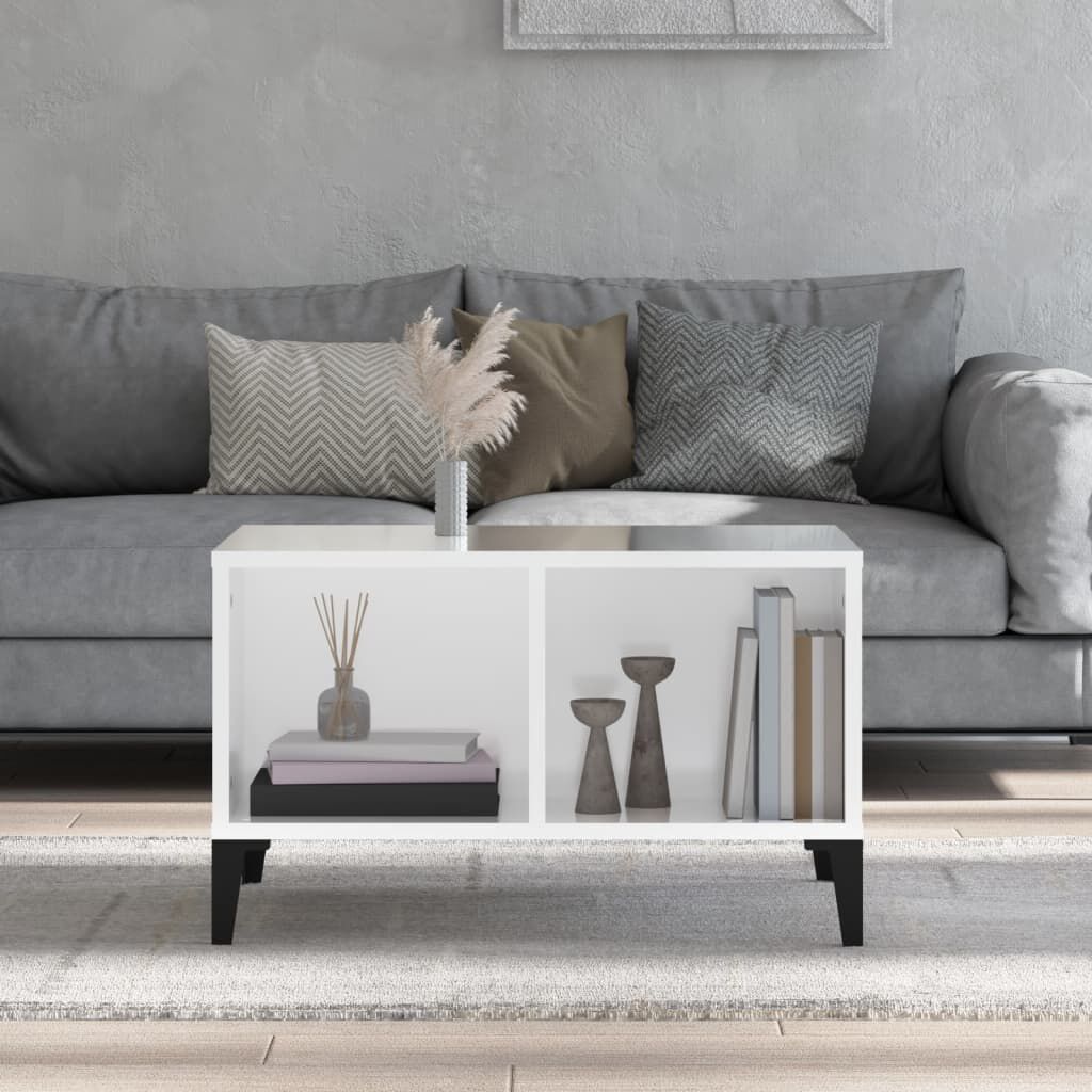 vidaXL Τραπεζάκι Σαλονιού Γυαλ. Λευκό 60x50x36,5 εκ. Επεξεργ. Ξύλο