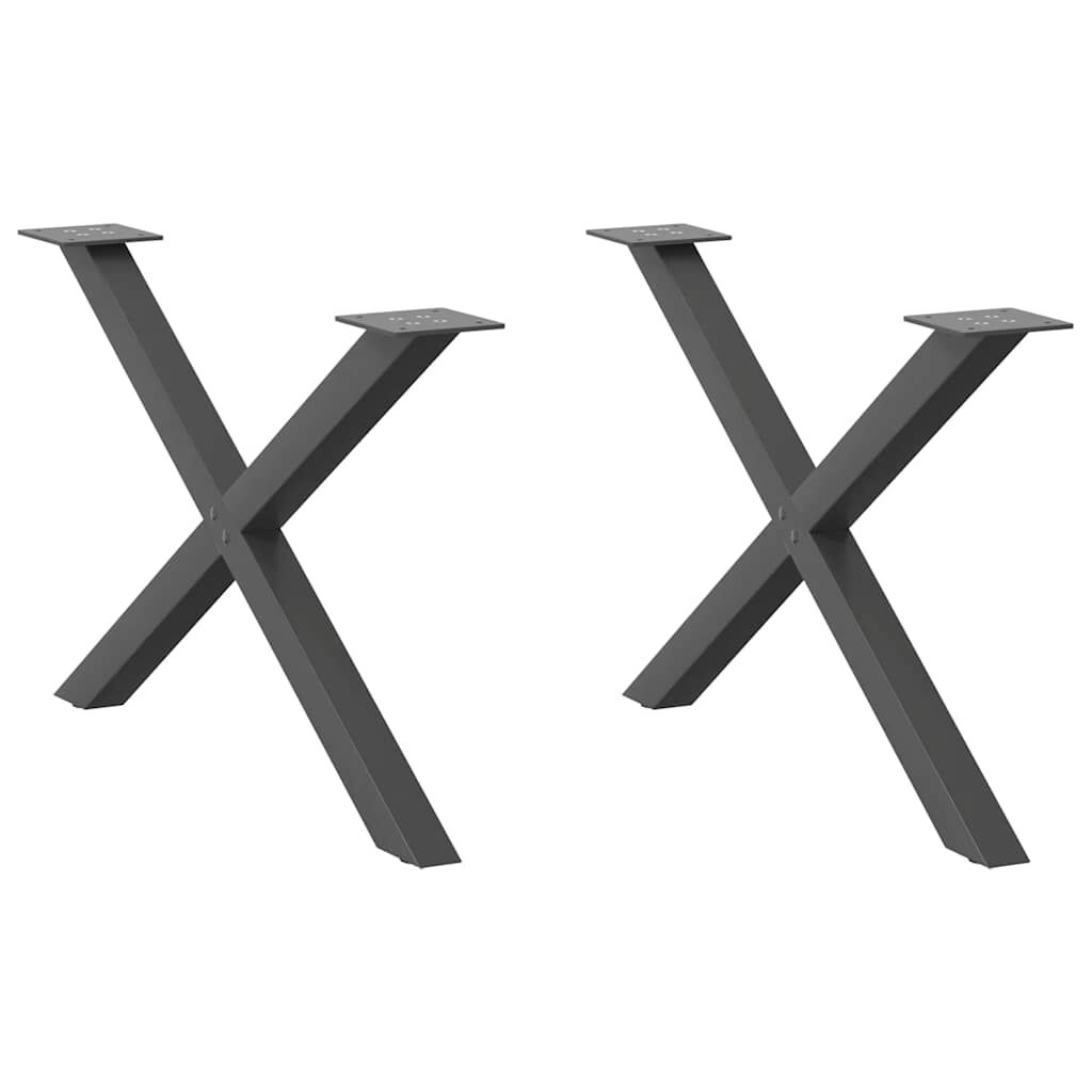 vidaXL Πόδια Τραπεζιού Σαλονιού σε Σχήμα Χ, 2 τεμ. Ανθρακί 70x(42-43) εκ. Ατσάλι