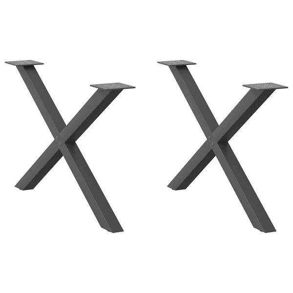 vidaXL Πόδια Τραπεζιού Σαλονιού σε Σχήμα Χ, 2 τεμ. Ανθρακί 70x(42-43) εκ. Ατσάλι