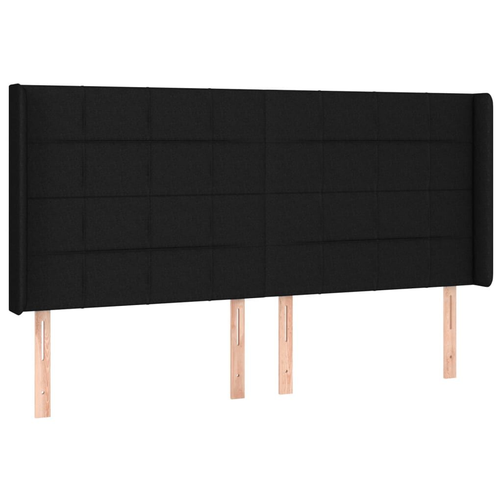 vidaXL Κεφαλάρι Κρεβατιού LED Μαύρο 203x16x118/128 εκ. Υφασμάτινο