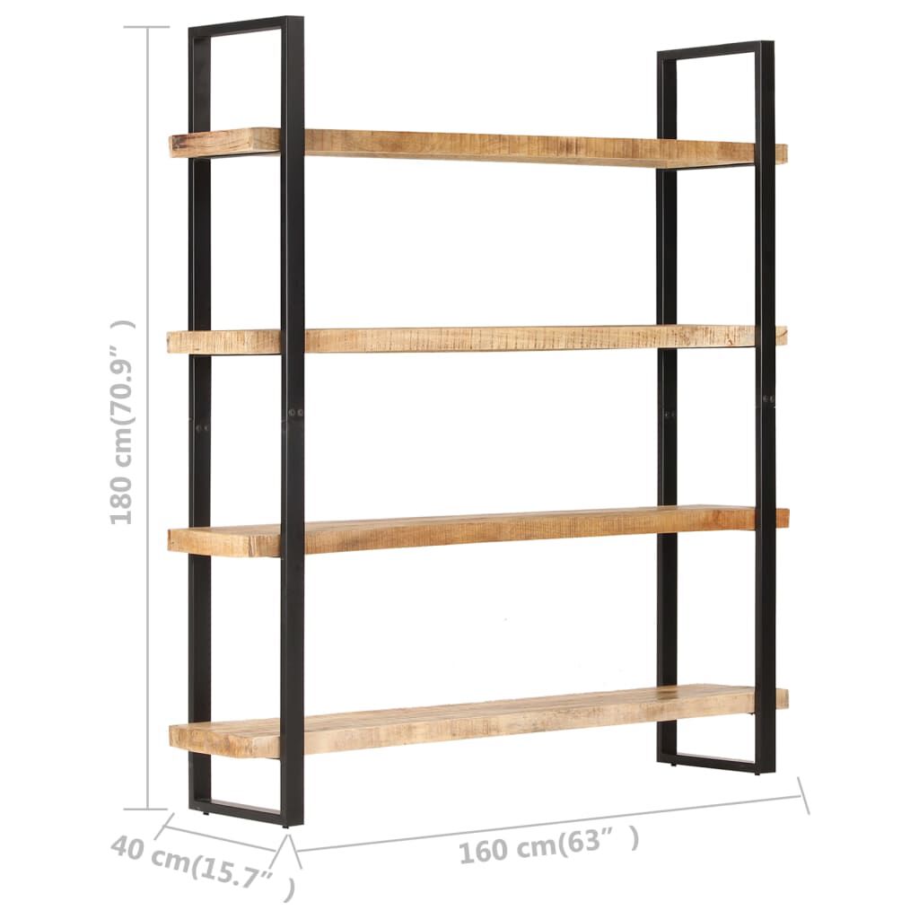 vidaXL Βιβλιοθήκη με 4 Επίπεδα 160x40x180 εκ. Ακατέργαστο Ξύλο Μάνγκο