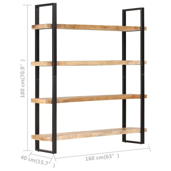 vidaXL Βιβλιοθήκη με 4 Επίπεδα 160x40x180 εκ. Ακατέργαστο Ξύλο Μάνγκο