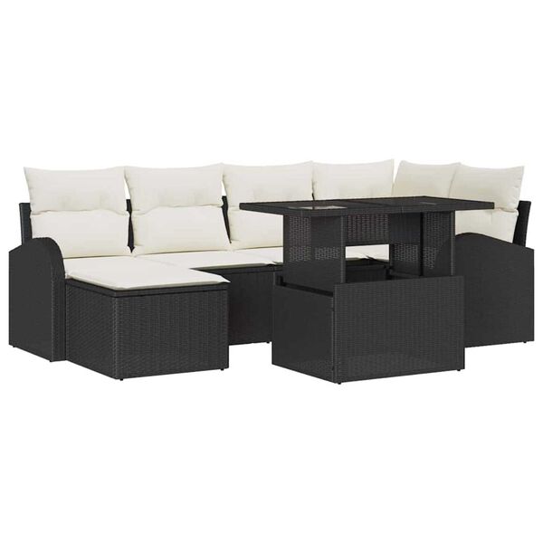 vidaXL Σετ Καναπέ Κήπου με αποθήκευση 7 pcs Μαύρο Πολυ ράταν