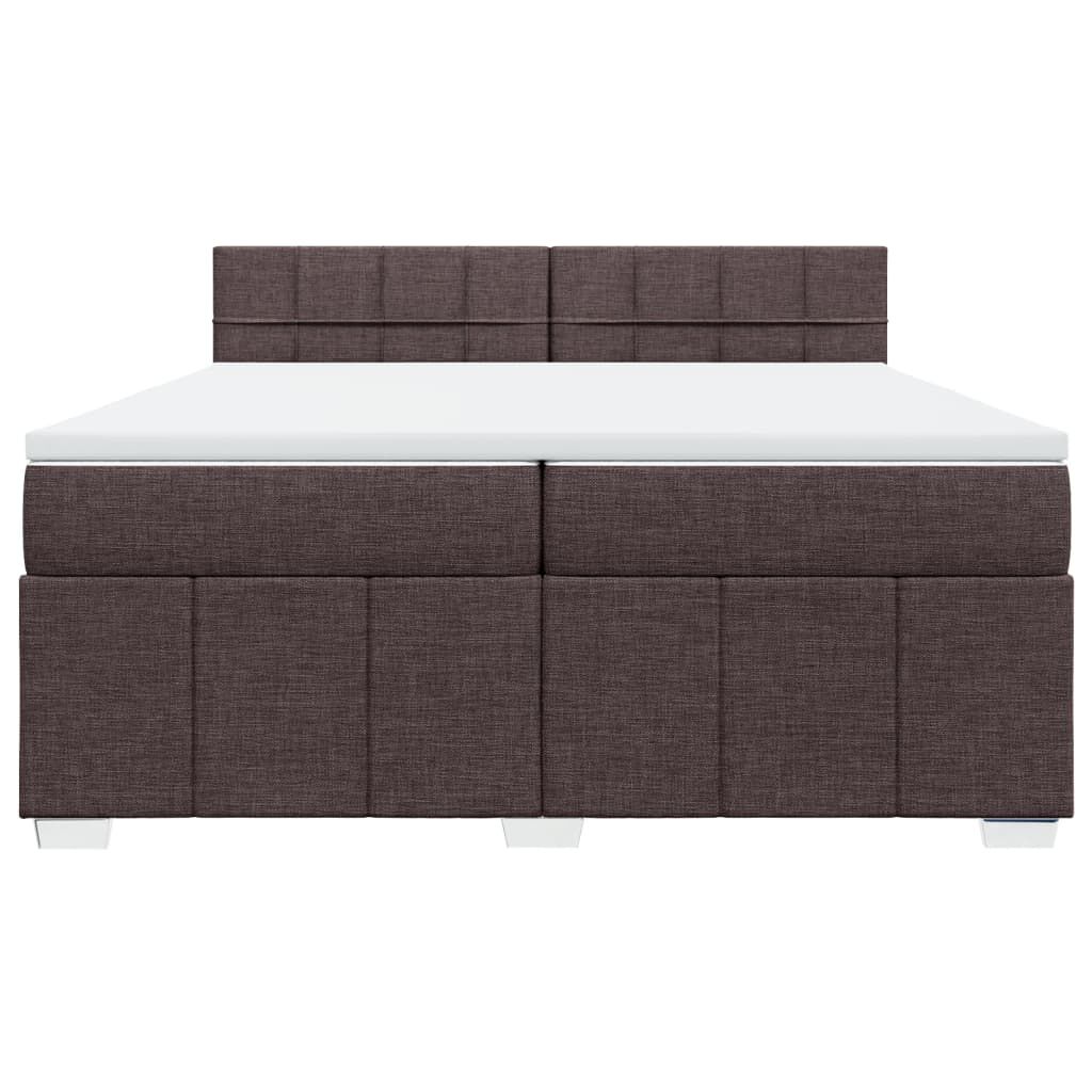 vidaXL Κρεβάτι Boxspring με Στρώμα Σκούρο Καφέ 200x200 εκ. Υφασμάτινο